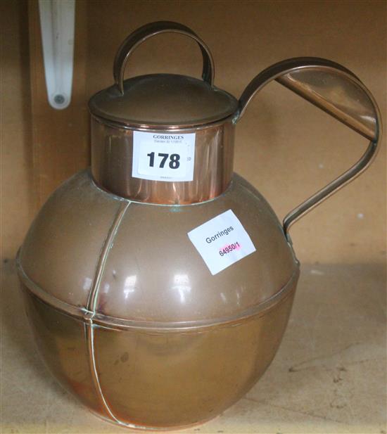 Victorian copper lidded baluster jug(-)